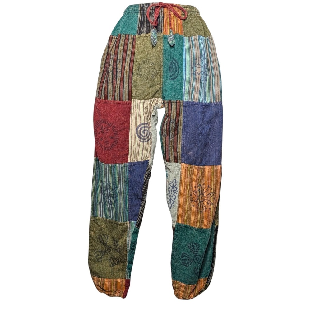 Womens Size Small Harem Pants Boho Bohemian Patchwork Cotton Goblincore Hippie